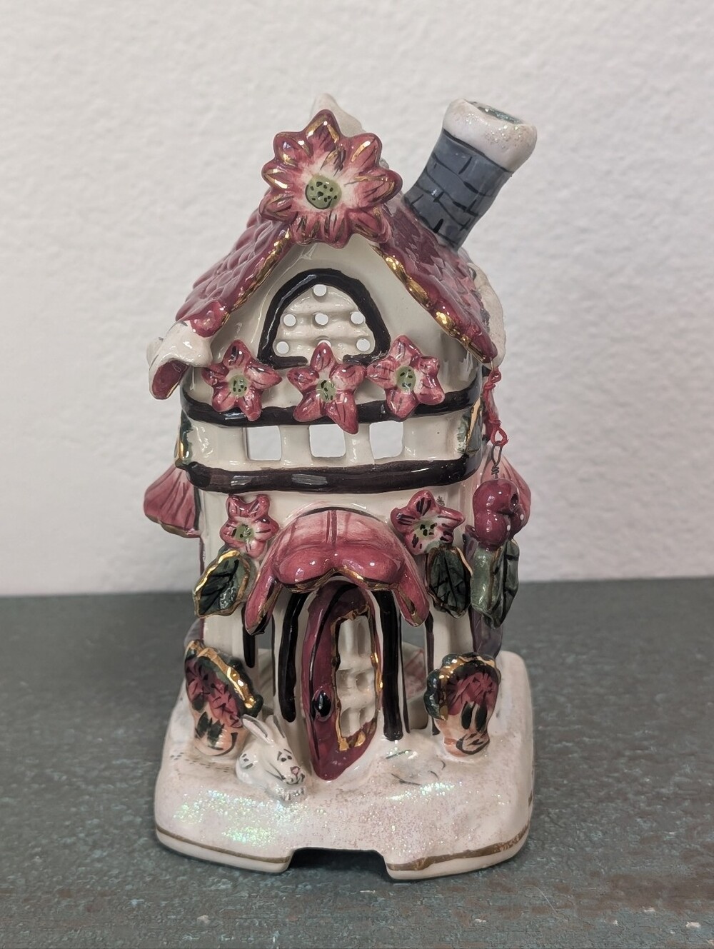 Blue Sky Clayworks Heather Goldminc Poinsettia Holiday House Rare Version READ